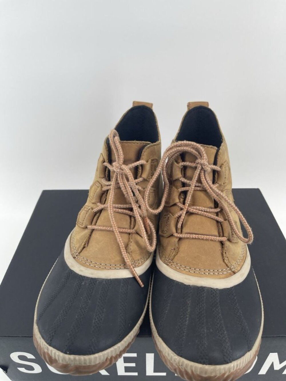 Sorel Out N About Plus Waterproof Boots -Womens 10 Duck Elk Tan Black Leather - Picture 5 of 8